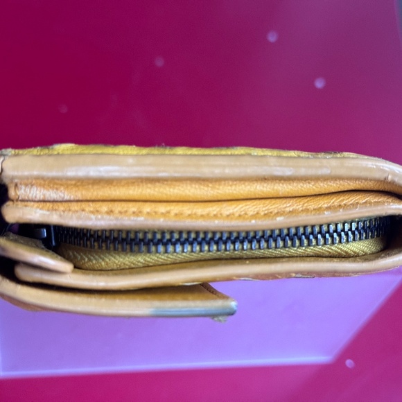 Bottega Veneta Yellow Intrecciato Woven Leather Long Wallet Hand Painted Upcycle - Picture 12 of 16